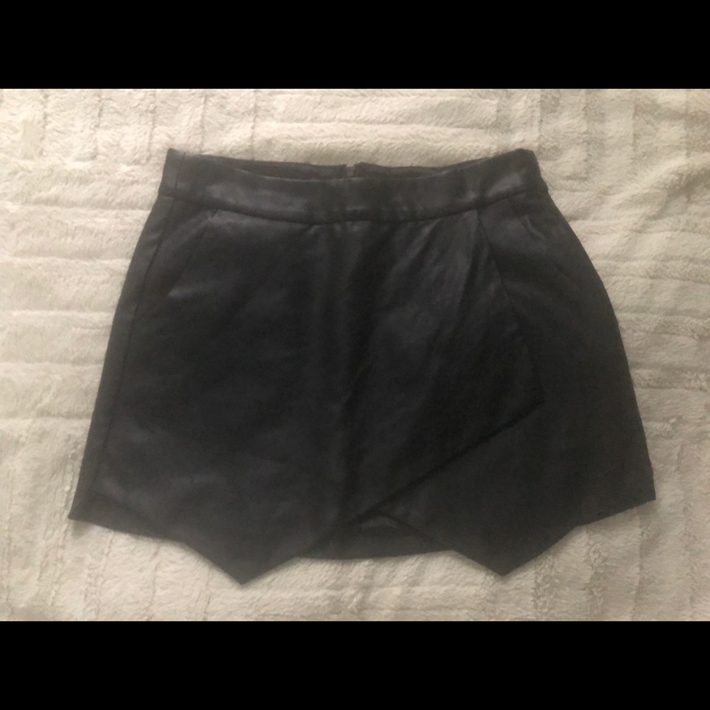 Asymmetrical leather skirt